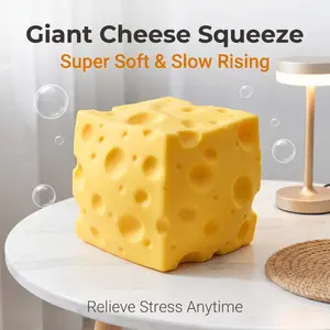 Giant Cheese Squeeze Toy, Large Cube Stress Relief Toy, Slow Rebound Sensory Play, Ideal Holiday Gift for Kids, Soft Bouncy Fun