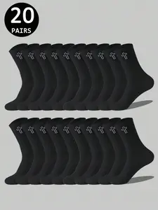 Men's Crew Socks, Pure Color Casual Striped Pattern, Cross Design Mid-Calf, American Street Style Fashion Long Tube