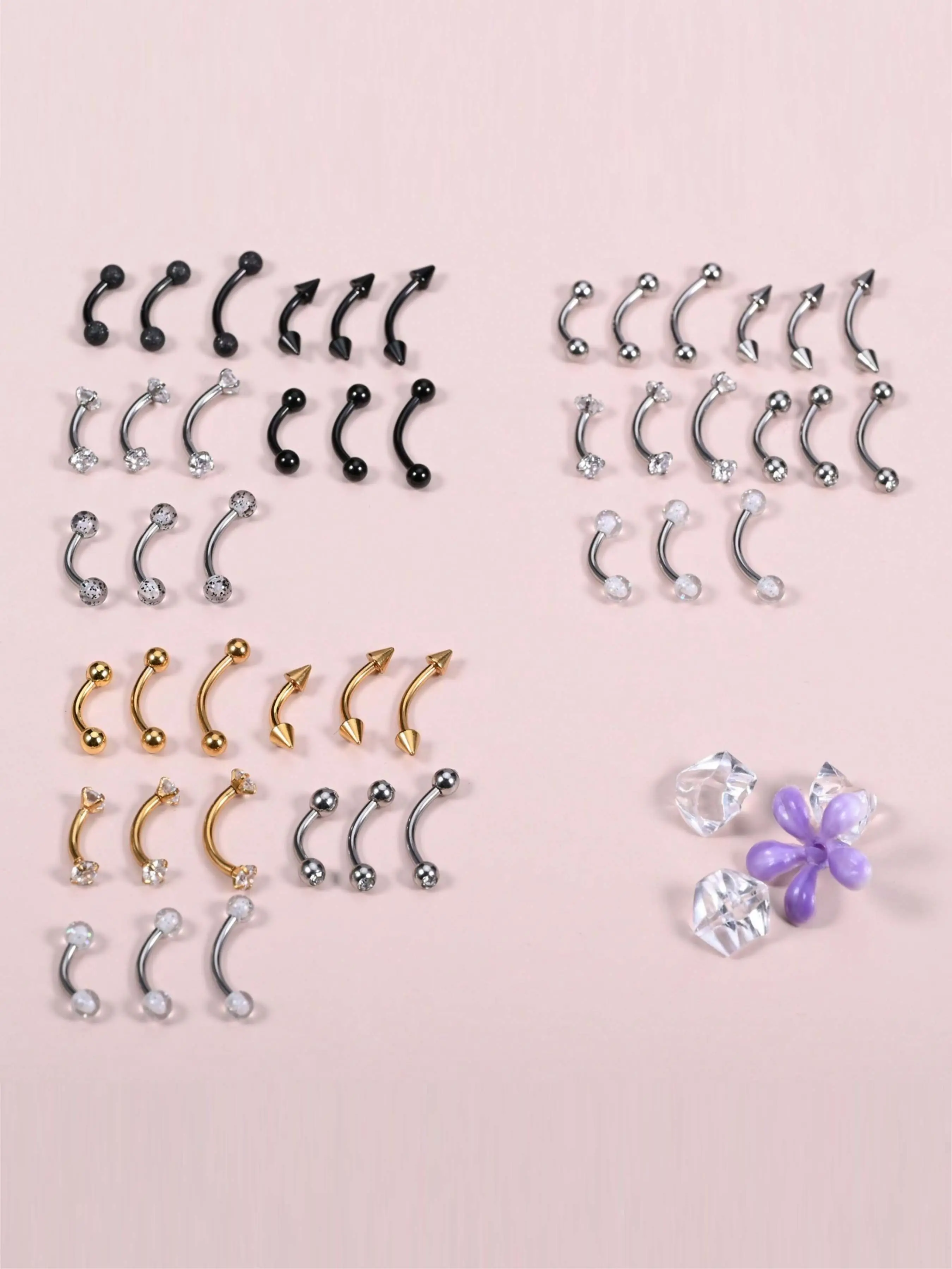 15Pcs 16g Rook Piercing Jewelry Eyebrow Rings Curved Barbell Daith Earrings Belly Button Rings Vertical Labret Lip Jewelry Body Piercing Jewelry