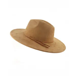 Toni - Faux Suede Wide Brim Fedora Hat