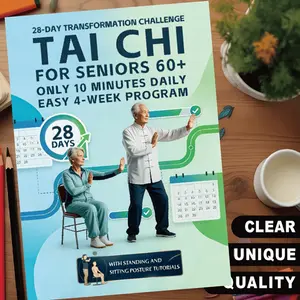 Tai Chi practice manual designed for the elderly and beginners with no foundation, including a progressive daily training plan, gentle knee-friendly fitness exercises, step-by-step teaching from beginner to proficient, English Paperback Book