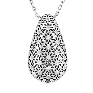Cubic Zirconia Teardrop Necklace in Rhodium Over Sterling Silver 18 Inches