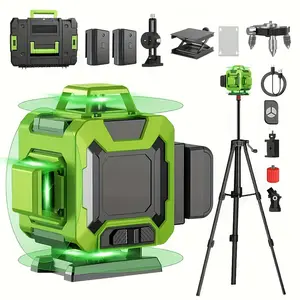 16-Line Green Laser Level with Tripod, Self-Leveling 4D 360° Laser Level Tool, Remote Control,  Batteries, Full Kit for Construction, Tile, Floor & Home Renovation