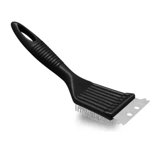 8 Inch Sharp Tip BBQ Brush Steel Wire Brush + Scraper Combo Grill Rack Grease Cleaner Tool, Oven Cleaning Essential