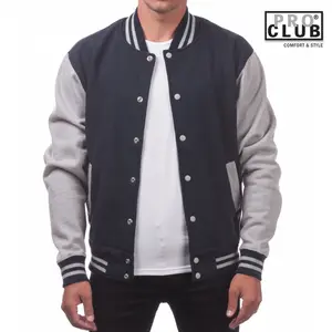 PROCLUB Men's Baseball Jacket Classic Varsity Jacket PRO CLUB Flight College Jackets Coat Warm Heavyweight Fleece Jacket Harem Hip Hop Casual Big Size
