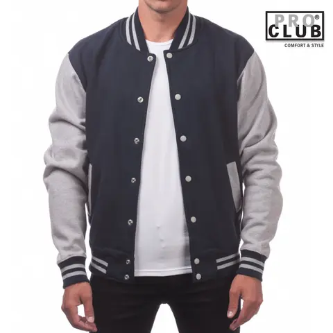 PROCLUB Men's Baseball Jacket Classic Varsity Jacket PRO CLUB Flight College Jackets Coat Warm Heavyweight Fleece Jacket Harem Hip Hop Casual Big Size