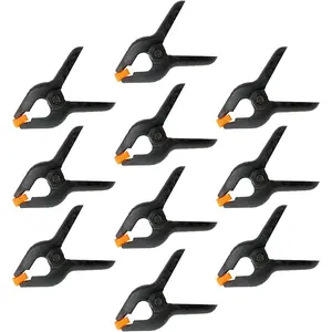 10 Pack 4.5 Inch Plastic Spring Clamps, Black Heavy Duty Clips, Spring Clamps for Balloon Arch, Backdrop Stand, Banner, Woodworking, Photography, Crafts, Garland Clips, Medium Clamp with Soft Tips