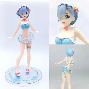 23CM Rem Anime Figure Re:Zero kara Hajimeru Isekai Seikatsu Kawaii Ram Crystal Wedding Dress Model PVC Doll Toys