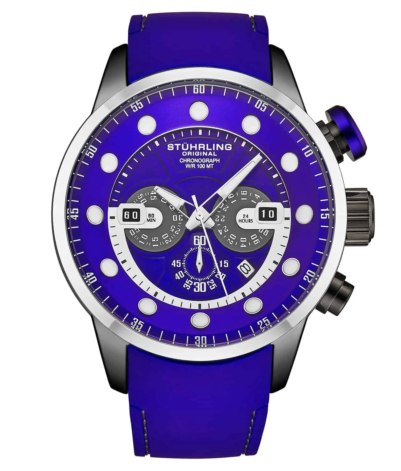Men's Modern Chronograph Watch, 50mm Water Resistant Quartz Watch with Silicone Strap and Luminous Hands, Modern Waterproof Watch