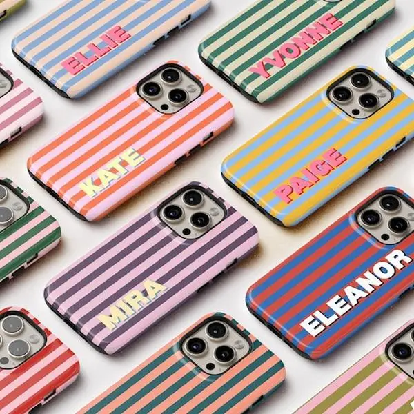 Custom Phone Case, Personalized Initials Monogram Striped case for iPhone 17 16 15 14 13 12 Pro Max, Samsung S25 S24 S23 Ultra case gift for her