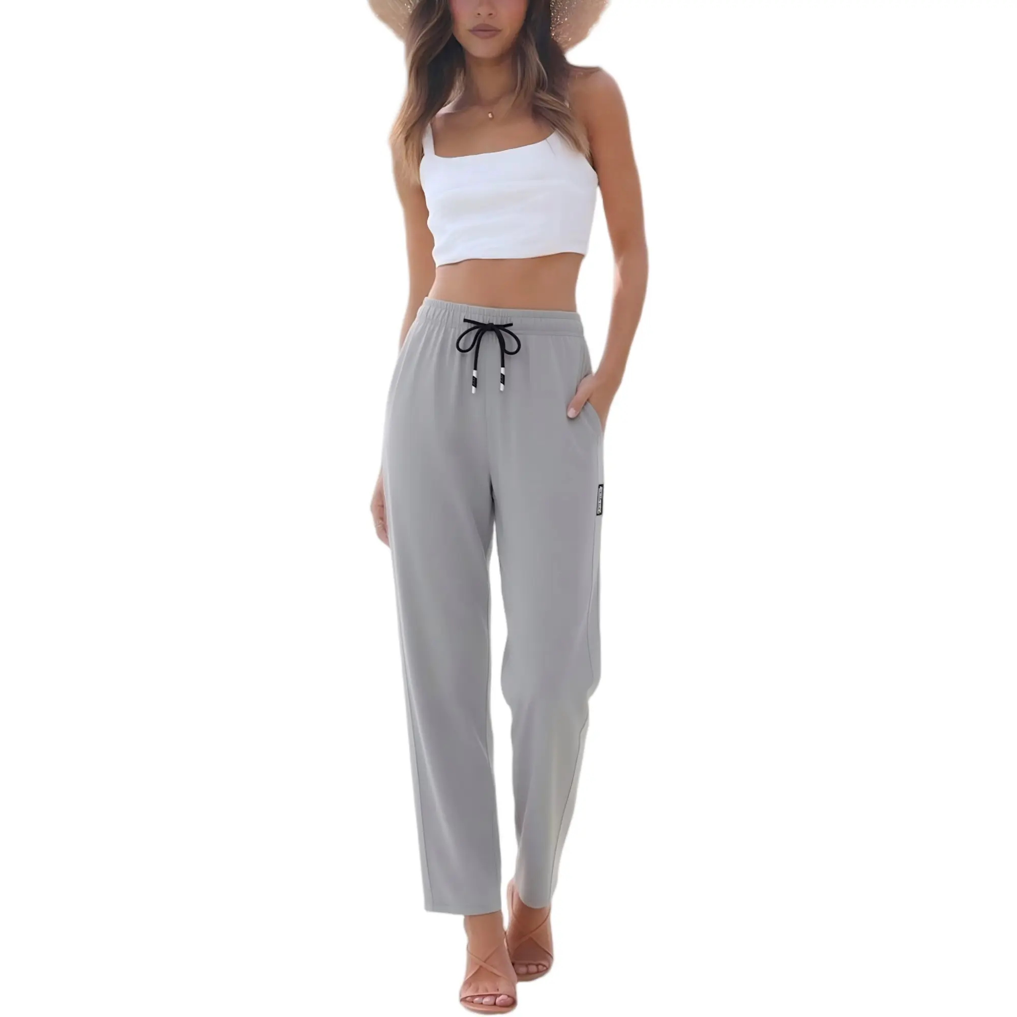 TOOTD premium women’s ice silk pants—business and casual styles that enhance your elegant look. Loose fit, 95% polyester/5% spandex blend fabric; lightweight and breathable. Women’s workwear cargo pants, clearance sale.