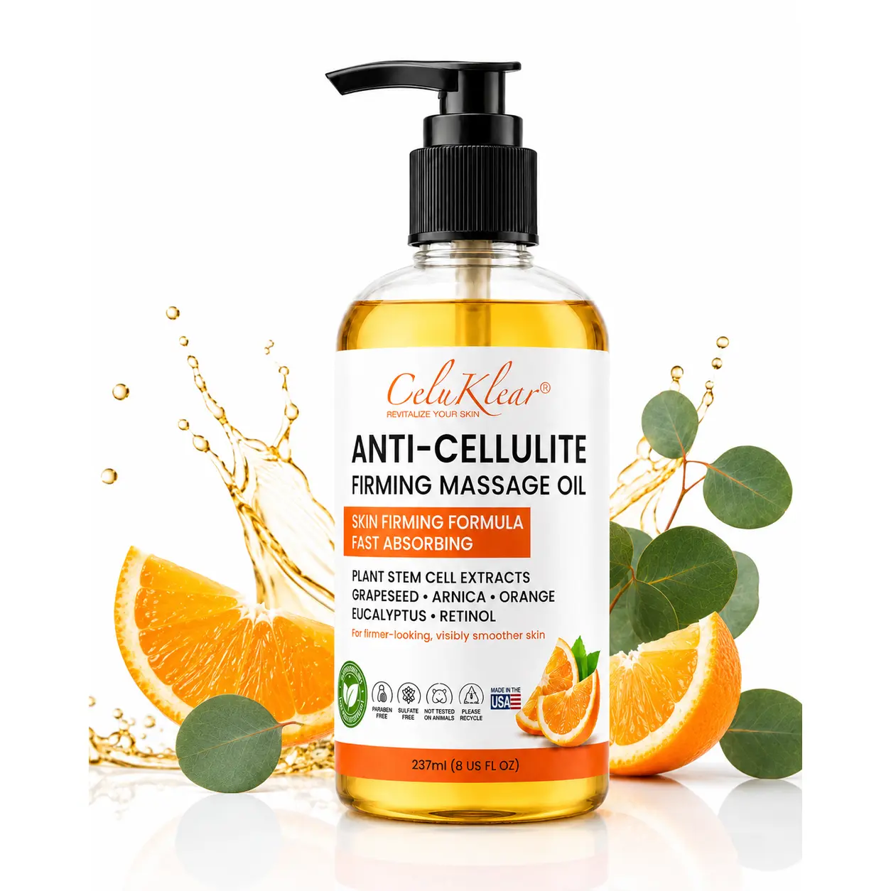 CeluKlear Anti-Cellulite Body & Massage Oil - 8 Fl Oz, Beauty & Personal Care Bath & Body Care Product