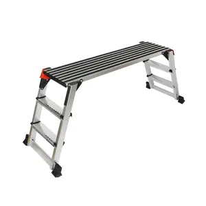 LEADALLWAY Aluminum Work Platform 50"x12" 2 Step Ladder Folding Portable Work Bench with Non-Slip Mat Capacity 660 LBS Heavy Duty