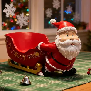 New Christmas Storage Desktop Ornament Exquisite Santa Claus Figurine with Sleigh for Indoor Outdoor Holiday Decor Bedroom Living Room Entryway Accents Festive Design Seasonal Figurine Christmas Decoration