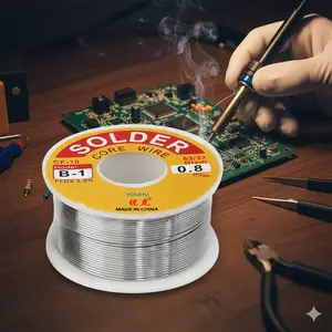 Low-Temp Fast-Melt Eco-Friendly Solder Wire with 2% Flux, High-Flow Tin Alloy for Electronics PCB Repair, Precision Welding Tools, Low-Residue Metal Component Soldering, Durable 50g 100g roll, Rosin Core DIY Electrical Solder Spool