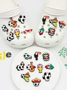 Mexican Style Football Shoe Charms, Multicolor Decorative Silicone PVC, Latin Folklore Wind Shoe Flowers, Fits Hole Shoes