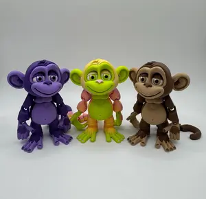 3D Printed Articulated Monkey with Optional Tree Stand & Banana Prop