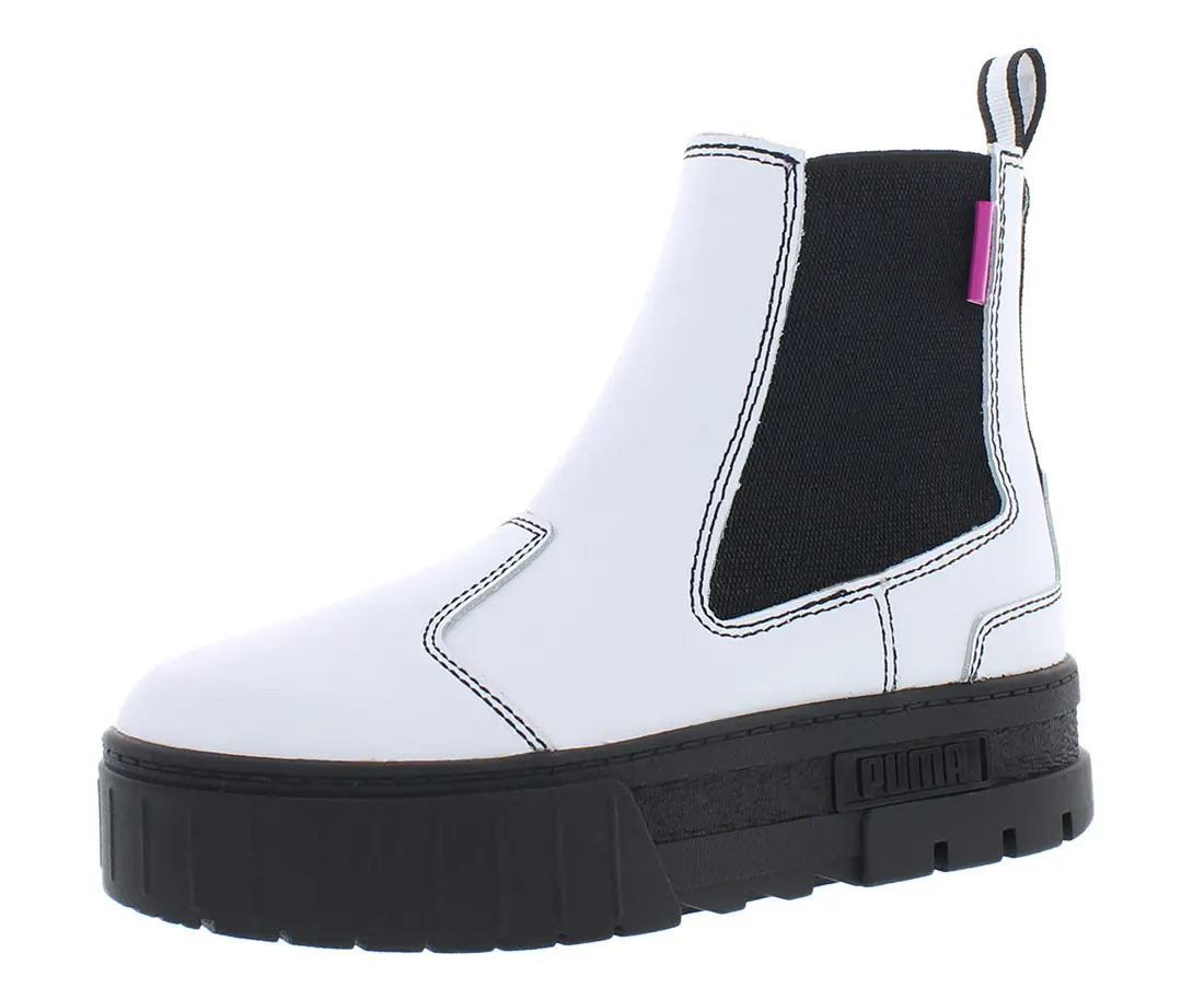 Women's Puma Mayze Chelsea Pop Platform Boots - Sporty Chic Walking Shoes with Elastic Gores, Casual Streetwear Sports Footwear, No