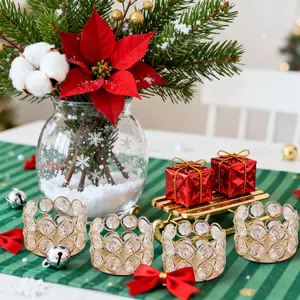 Crystal Gold Votives Candle Holder Elegant Decorative Tealight Candle Holders for Weddings,Parties,Chirstmas,Gifts,Home Decor,Set of 24