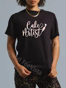 100% Cotton Unisex Cake Artist Cake Decorator Cake Decorating T-Shirt Vingate Printed Casual Round Neck T shirt