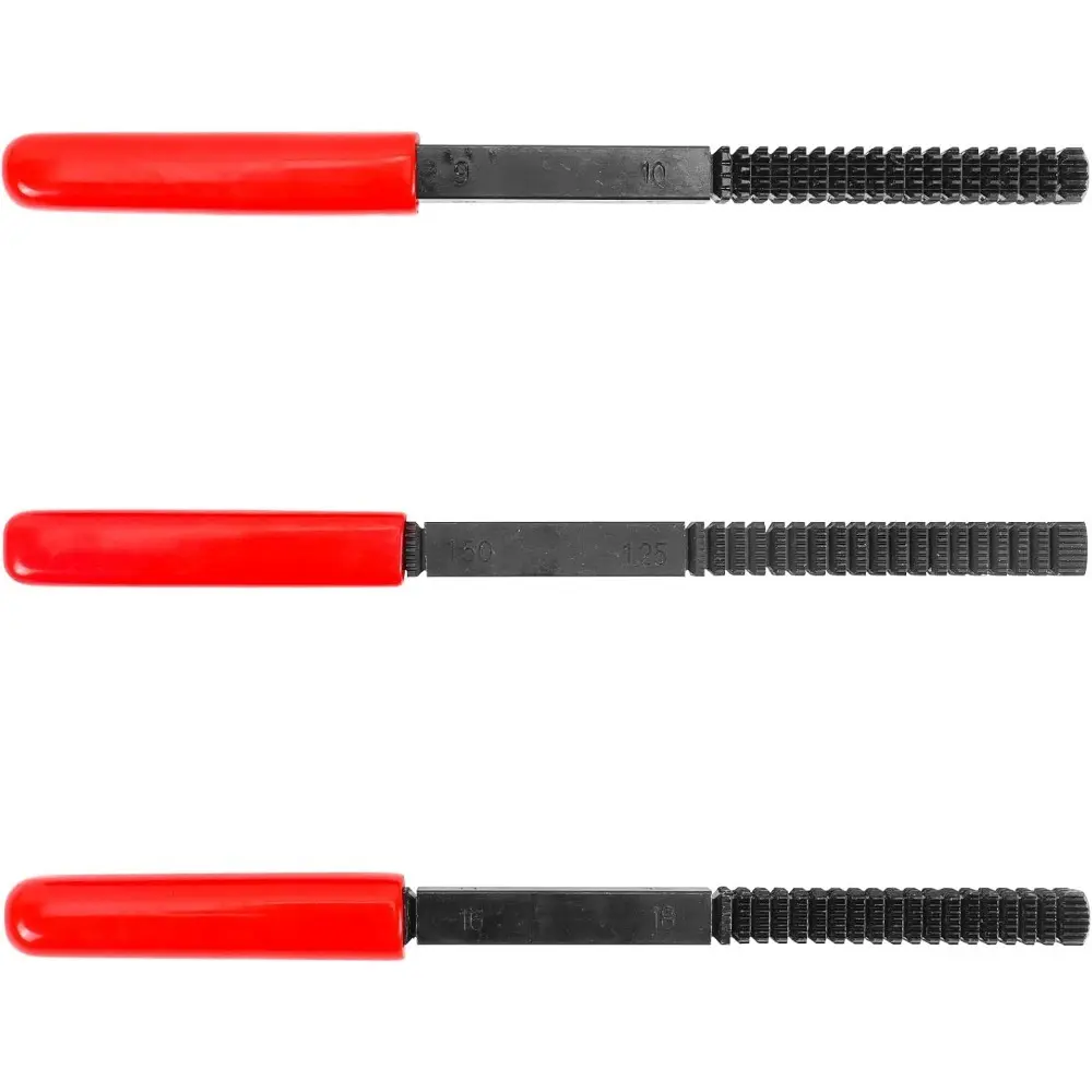 3-Piece SAE and Metric Thread File Set for External Threads | Thread Restorer and Chaser Repair Tools for Cleaning and Restoring Damaged External Threads in Standard and Metric Sizes