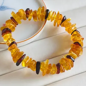 New 2026 Natural Amber Bracelet Women Healing Gemstone Fine Jewelry Genuine Baltic Ambers Tumbled Stone Bracelets Raw Stones Bangles Gift for love