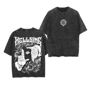 Alucard Hellsing Hand Signs Unisex Oversize Anime Manga Washed Heavyweight Cotton T-shirt, Gift For Anime Fan, Anime Lover, Hellsing shirt