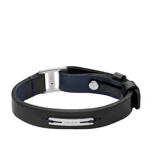 Fossil Men's Machine Rugged Midnight Blue and Black Leather Strap Bracelet