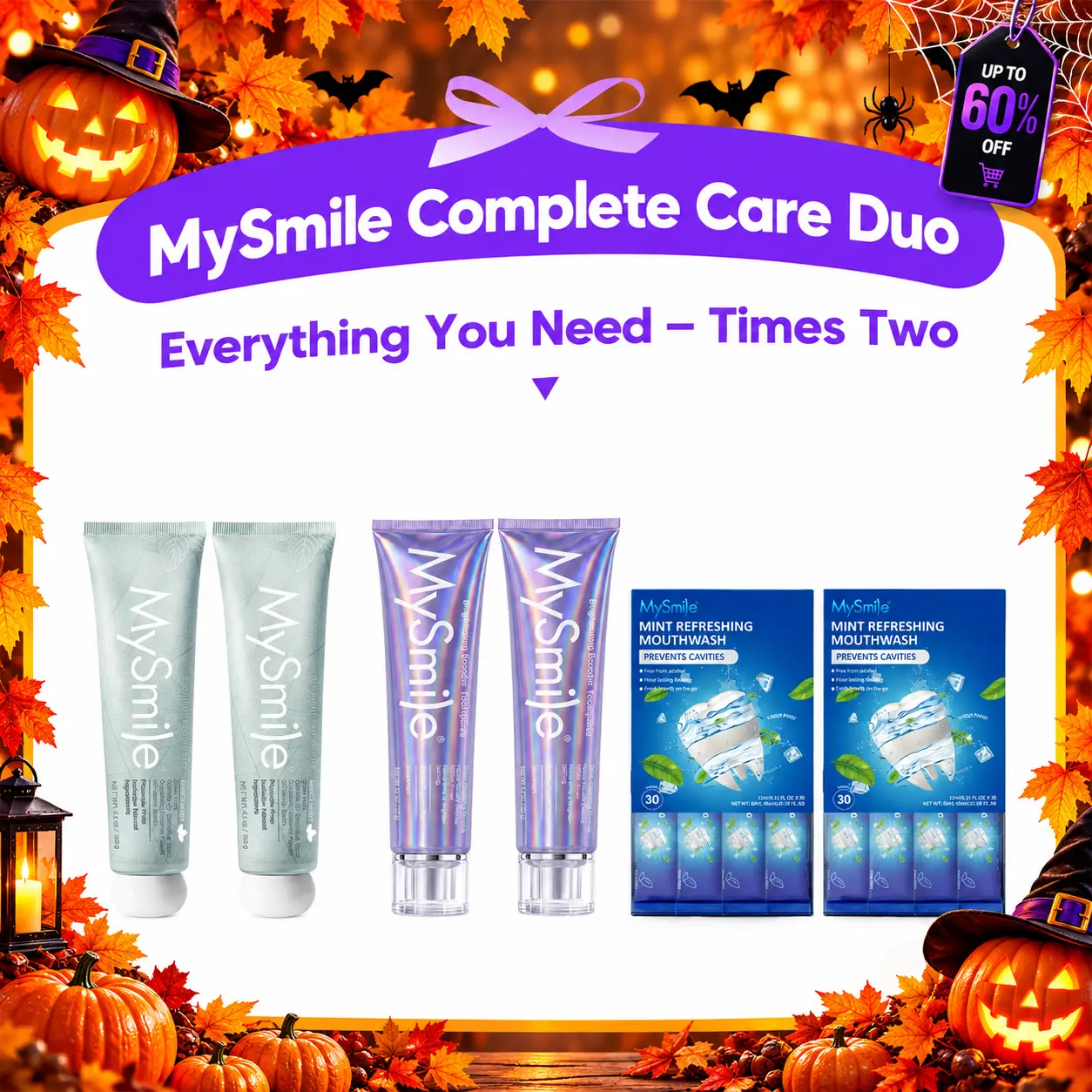 MySmile Daily Brightening Toothpaste & Refreshing Mouthwash Essentials Duo - Gentle Non-Sensitive Stain Remover (Travel Friendly Value Pack)