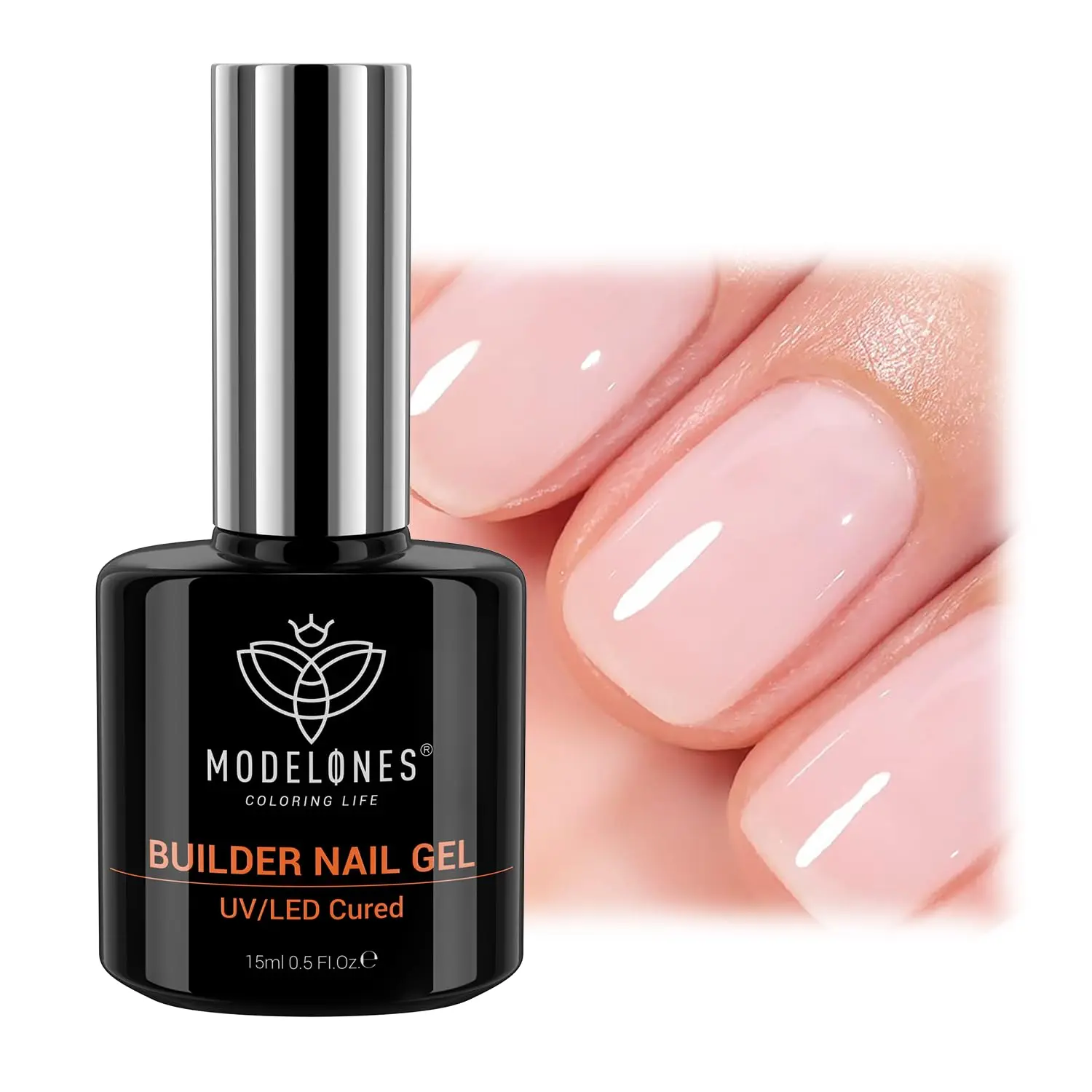 Modelones 8-in-1 Cover Nude Builder Nail Gel, LED Lamp Cured Beauty Product for Nail Art