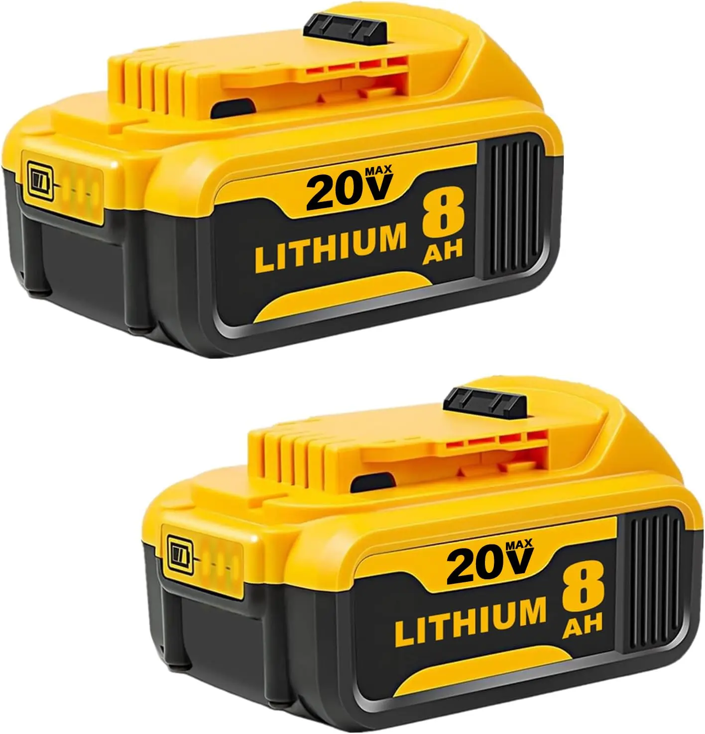 2-Pack 8.0Ah Lithium Ion Battery Replacement for Dewalt 20V Max XR Cordless Tools, 160Wh Batteries Only with 3-LED Fuel Gauge, Compatible with DCB200, DCB180, DCB206, DCB206-2, DCB204, DCB204BT-2, DCB203, DCB201, DCB207 (Lithium Ion Cells Included), Intel