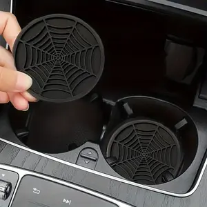 Spider Web Design Car Coaster, Round Anti-slip Car Cup Holder Coaster, Car Interior Decoration Accessories, Car Interior Accessory