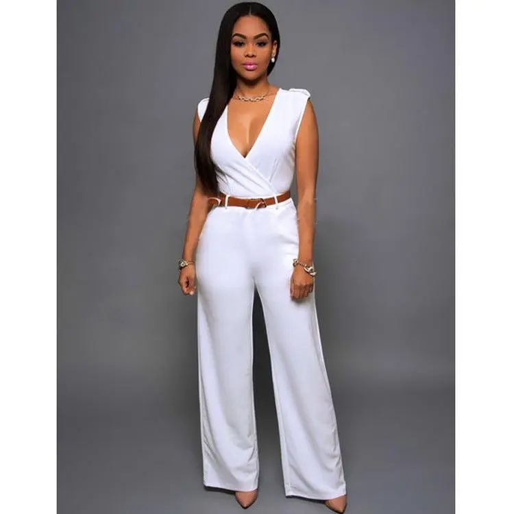 MULTIM Women's V-Neck Sleeveless Jumpsuit with Minimalist Cut and Straight Tube Leg, All-Season Flattering Shape in Poly-Cotton Blend, Women's Clothes
