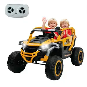 12V 2-Seater Kids UTV with Remote Control,Electric Ride On Car Truck,Power Wheels with Shock Suspension & LED Lights,Flashlights, Music Player，Outdoor Toys for Boys Girls Ages 3-6 (Yellow)