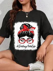 100% Cotton Unisex Dietary Aide Bleached Messy Bun Appreciation Day For Work T-Shirt