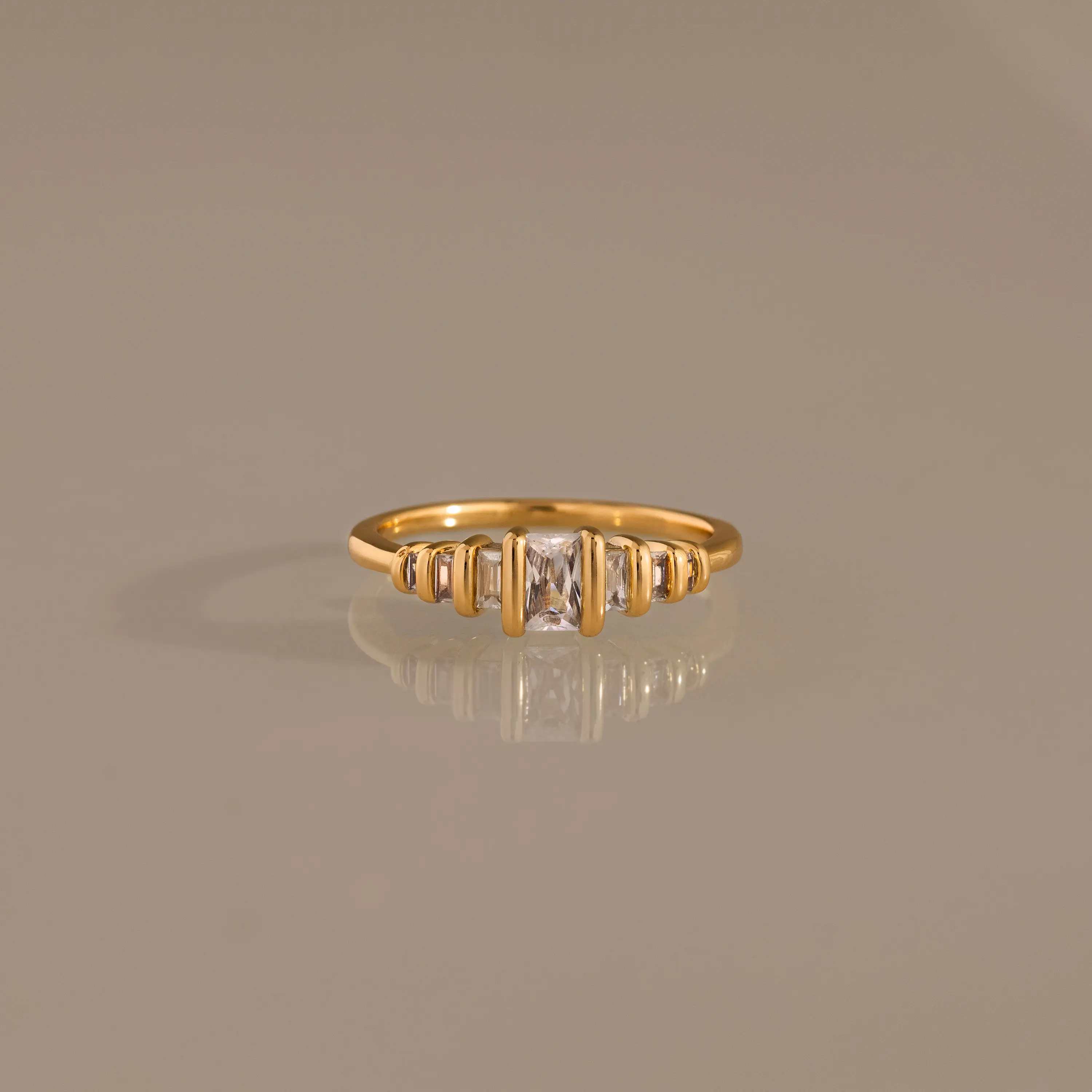 Art Deco Prism Ring by Caitlyn Minimalist - Emerald & Baguette Diamond Engagement Ring - Wedding Jewelry - Gift for Wife