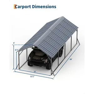 Heavy Duty 10'X15'X9' Car Port, 220g Tarp Cover & Sturdy Steel Frame, All-Weather Outdoor Garage for Sedans, Boats and Tractors