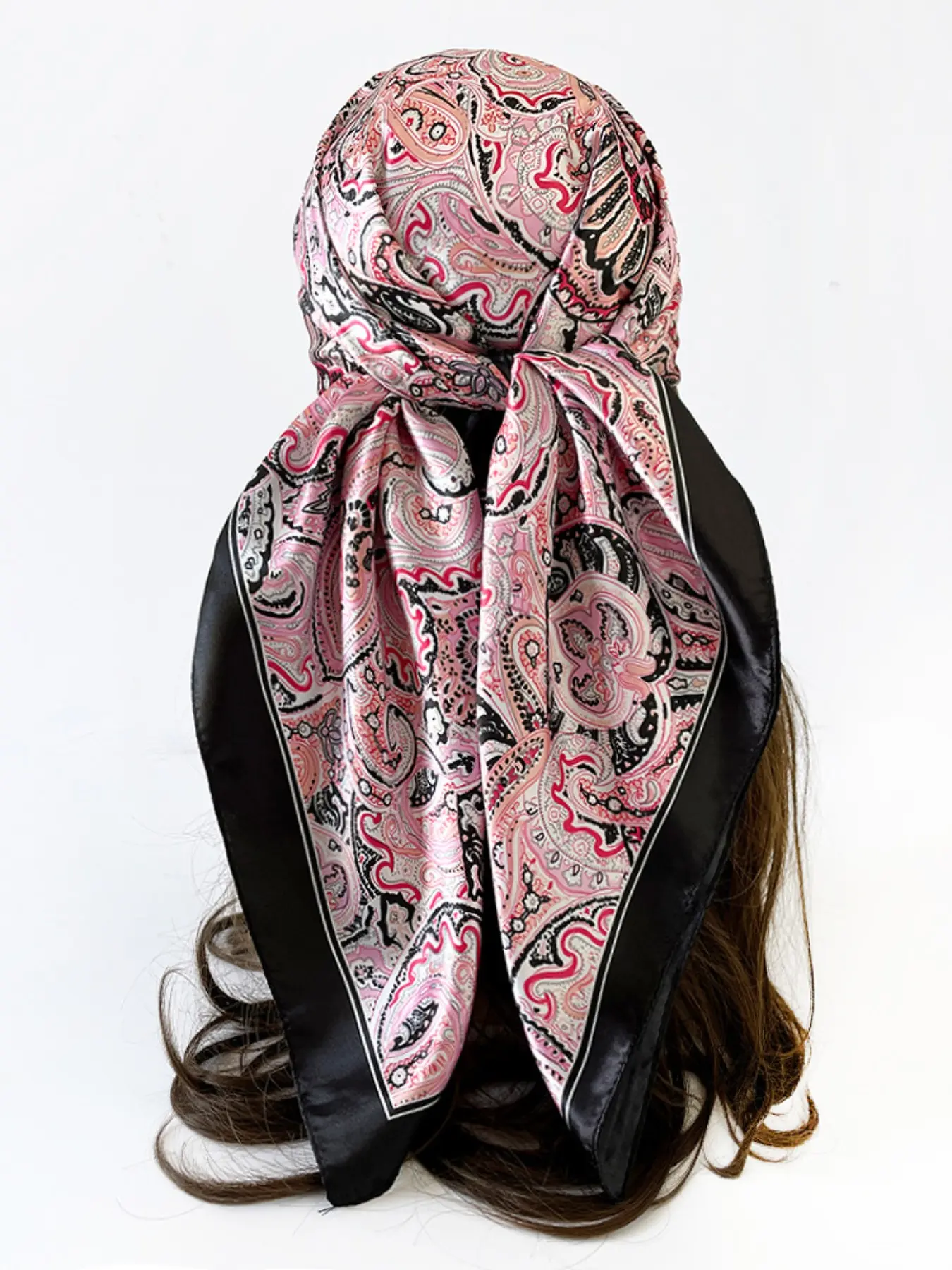 Vintage Classic Cashew Silk Scarf 90cm Head Wrap, Vintage Print Headscarves, European Print Design Large Towel, Women's Satin Cloth Square Hair Scarf