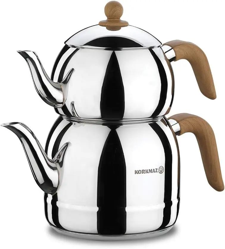 Korkmaz Turkish Teapot, 18/10 Stainless Steel, 3.6L Capacity Kitchen Tea Ware
