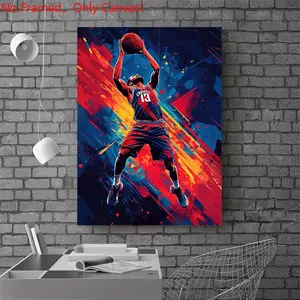 1 piece/set frameless canvas painting print poster, Sports Poster art，Basketball Player Dunk，a perfect gift for Basketball loves, ideal gift for bedroom, living room, dorm hallway, kitchen, mural, wall decoration, room decor