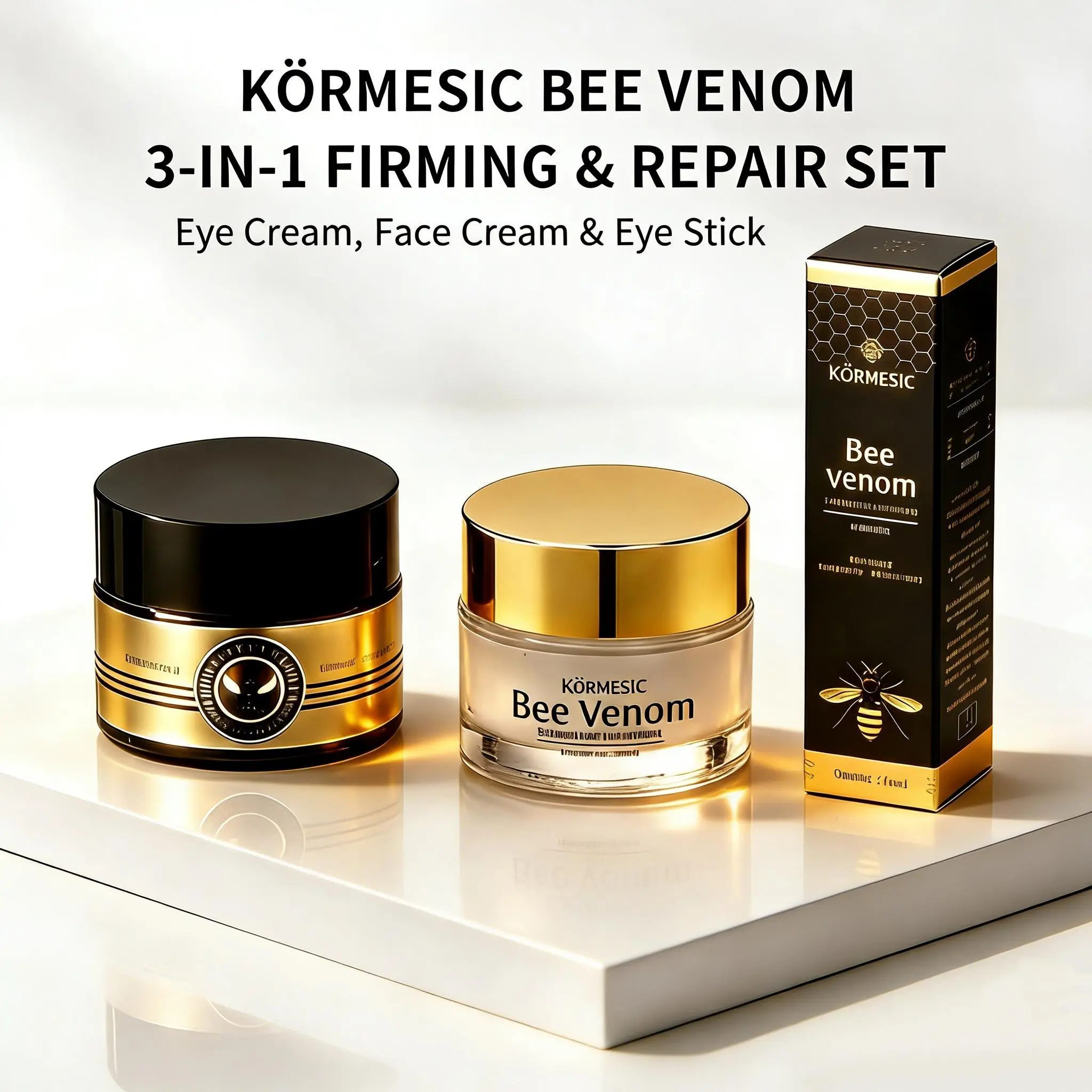 Facial Skincare Set – Includes Face Cream, Eye Cream, and Eye Cream Stick – Rich in Collagen, Deep Nourishment, Long-Lasting Hydration, Helps Reduce Fine Lines – Suitable for All Skin Types, Moisturizing Gift, Daily Bee Hydrate– Valentine’s Day Gift Moist