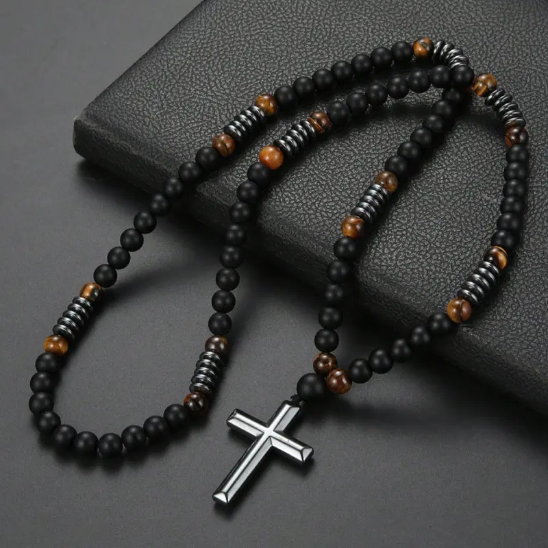 Handmade Beaded Cross Crystal Pendant with Necklace, Fashion Accessory for Daily Wear & Special Occasions, Energy Healing Jewelry Gift, Pendant Design