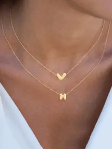 2 Piece Set Heart Initial Pendant Women's Necklace, Stylish Multi-Layer Stainless Steel Chain, Elegant Jewelry for All Seasons, Multilayer Necklace, Fashionable Accessory