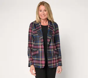 GRAVER Susan Graver Petite Printed Ponte Blazer with Studs