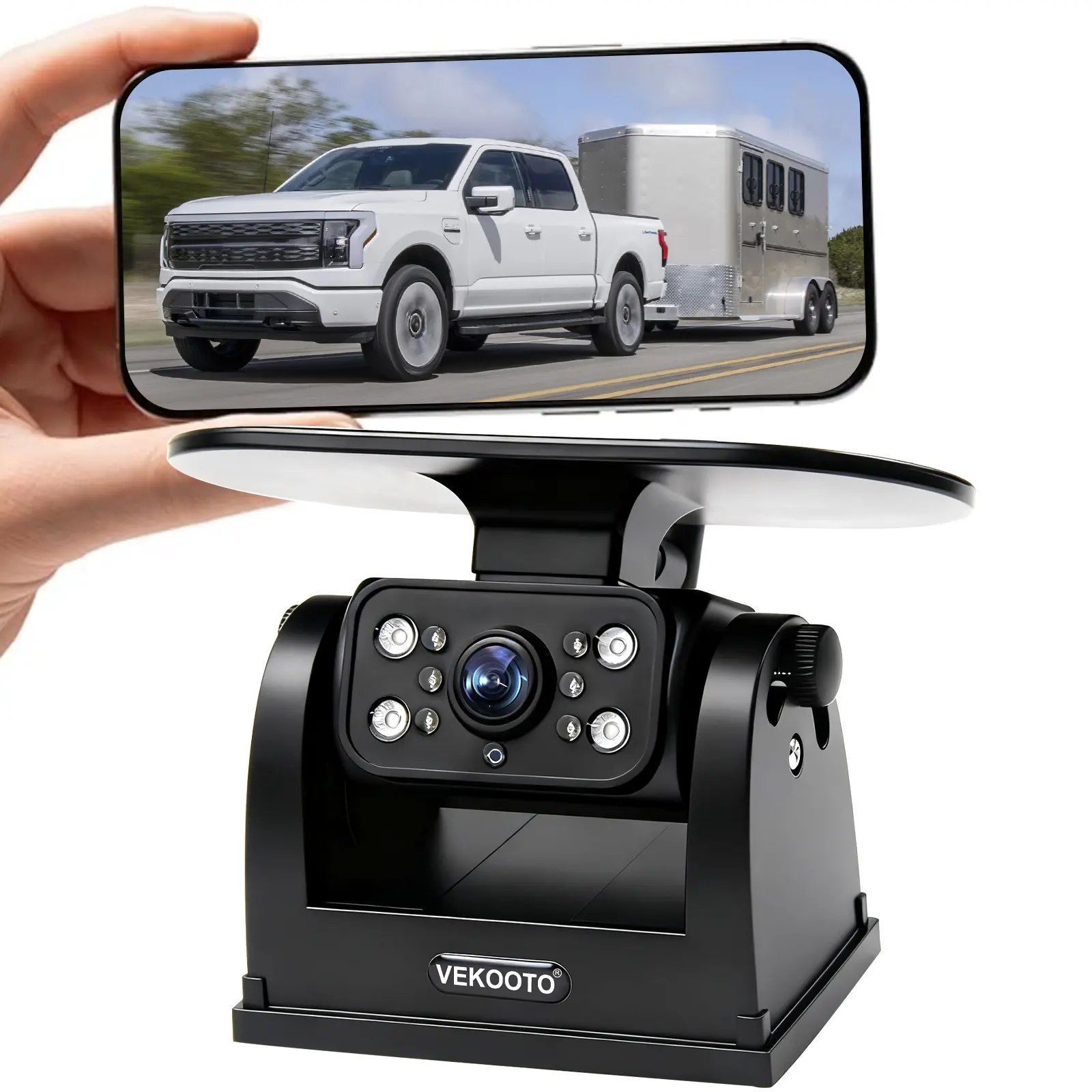 VEKOOTO MZ6 Portable Wi-Fi Magnetic Solar Powered Backup Camera with 10500mAh Rechargeable Batteries, Wireless Safety Monitor, Easy Mount & Installation for Truck, RV