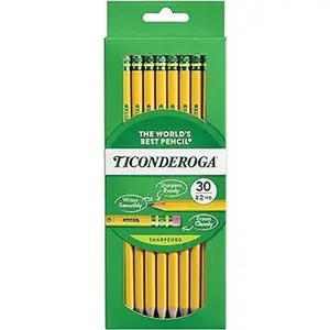 Ticonderoga Wood-Cased Pencils, Pre-Sharpened, 2 HB Soft, Yellow, 30 Count