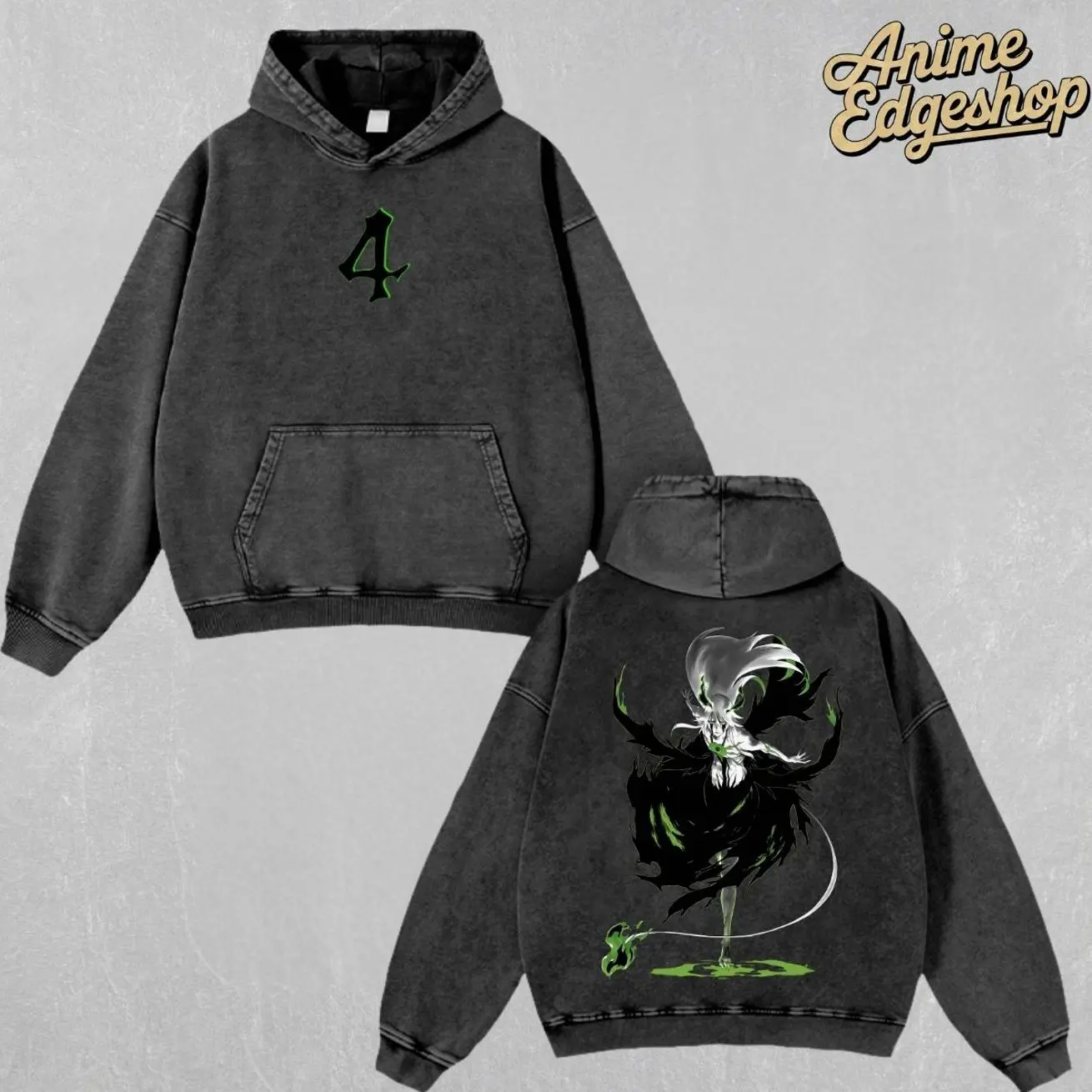Retro Vintage Limited "Espada Ulquiorra Cifer - Bleach" Anime Double Printed Oversized Washed Hoodie Unisex Graphics Tee Anime Manga Cotton T-Shirt Casual Menswear, Halloween gift ARL