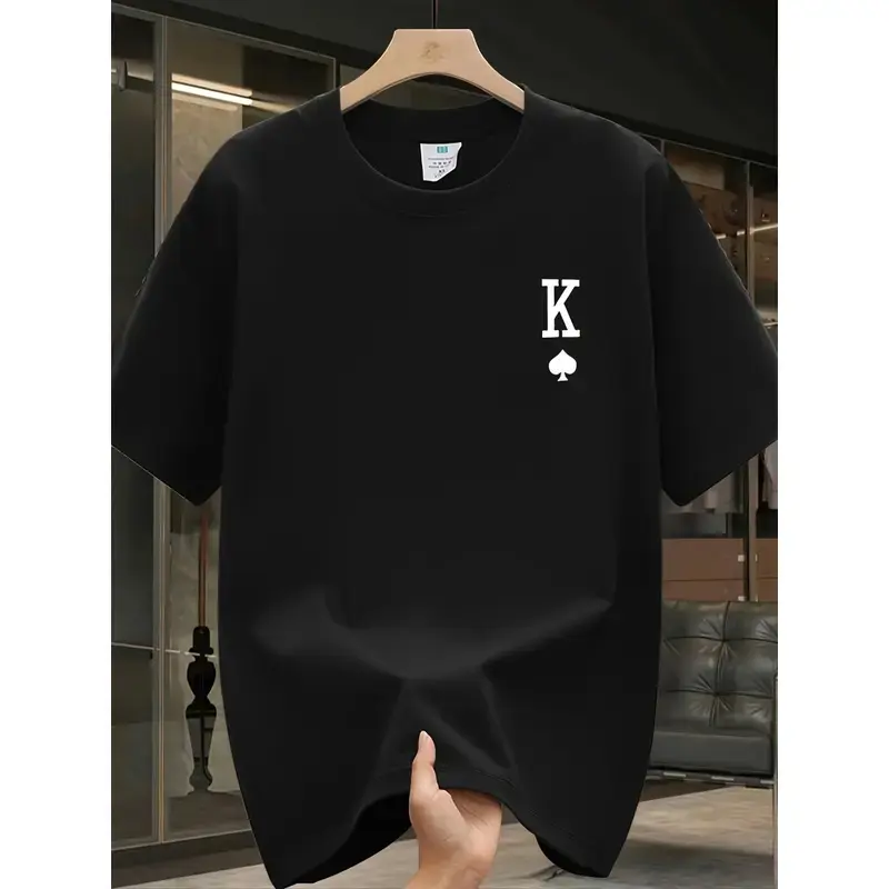 Heavy Cotton Trendy Brand Printed Short-sleeved T-shirt Men's Spring and Summer New Loose Large Size Casual Versatile Top Men