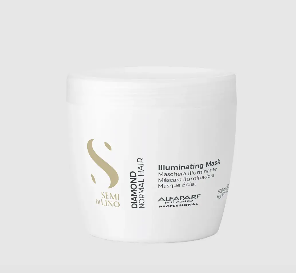 Alfaparf Milano Semi di Lino Diamond Illuminating Mask, Sulfate-Free Deep Conditioning Treatment for Normal Hair with UV Protection & Shine, 200 ml