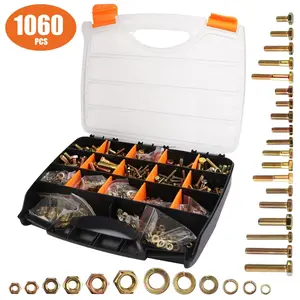 1060Pcs Metric&SAE Bolt Nut Washer Assortment Kit Grade 8.8 Heavy Duty with Box